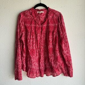 Xirena Red Printed Long Sleeve Top